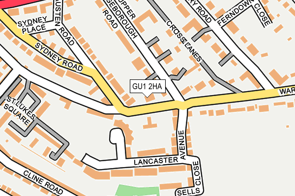 GU1 2HA map - OS OpenMap – Local (Ordnance Survey)
