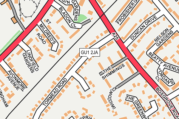 GU1 2JA map - OS OpenMap – Local (Ordnance Survey)