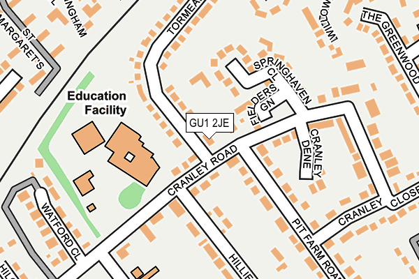GU1 2JE map - OS OpenMap – Local (Ordnance Survey)