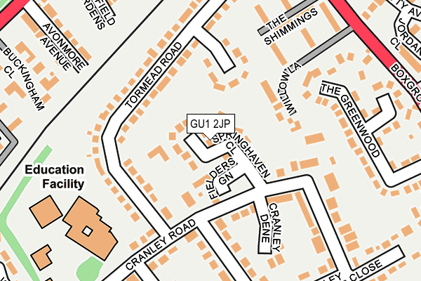GU1 2JP map - OS OpenMap – Local (Ordnance Survey)