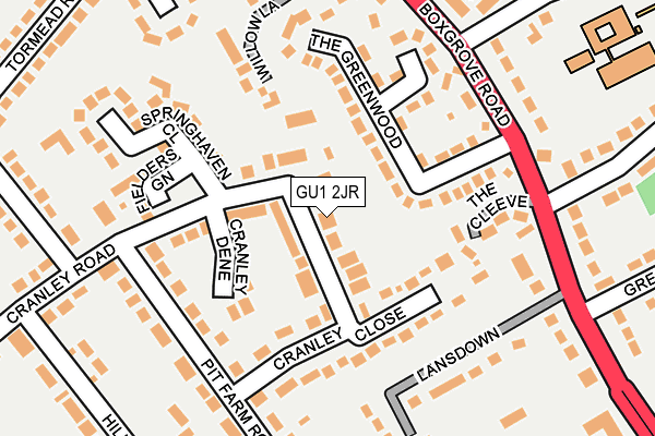 GU1 2JR map - OS OpenMap – Local (Ordnance Survey)
