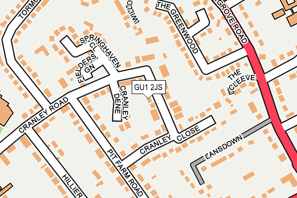GU1 2JS map - OS OpenMap – Local (Ordnance Survey)