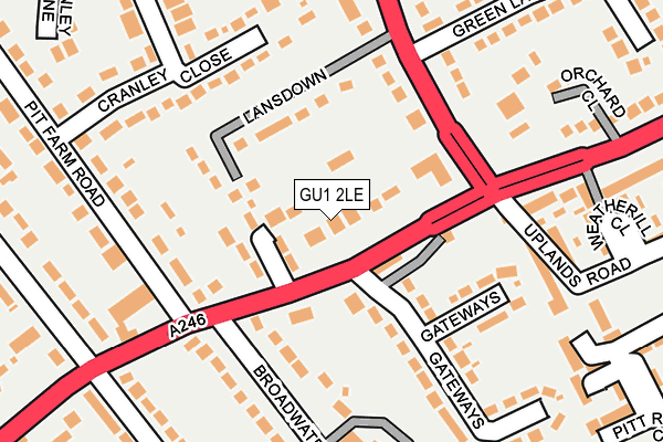 GU1 2LE map - OS OpenMap – Local (Ordnance Survey)