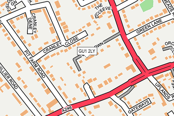 GU1 2LY map - OS OpenMap – Local (Ordnance Survey)