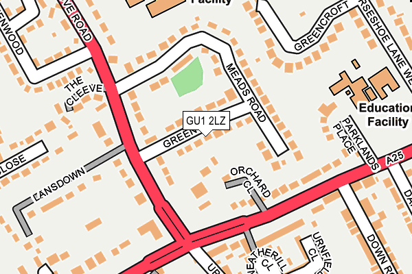 GU1 2LZ map - OS OpenMap – Local (Ordnance Survey)