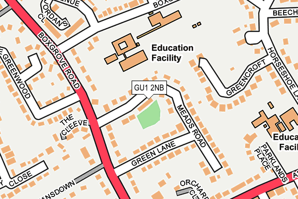 GU1 2NB map - OS OpenMap – Local (Ordnance Survey)