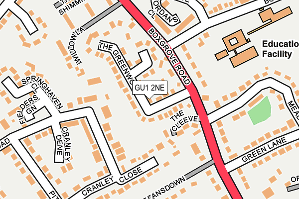 GU1 2NE map - OS OpenMap – Local (Ordnance Survey)