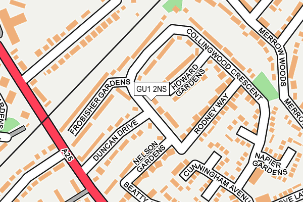 GU1 2NS map - OS OpenMap – Local (Ordnance Survey)