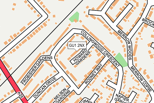 GU1 2NX map - OS OpenMap – Local (Ordnance Survey)