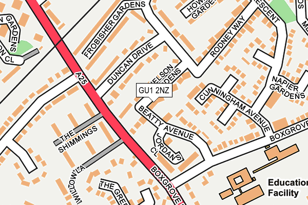 GU1 2NZ map - OS OpenMap – Local (Ordnance Survey)
