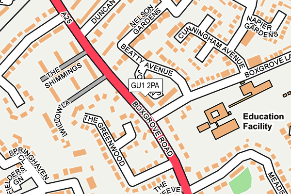 GU1 2PA map - OS OpenMap – Local (Ordnance Survey)