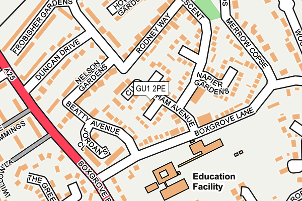GU1 2PE map - OS OpenMap – Local (Ordnance Survey)
