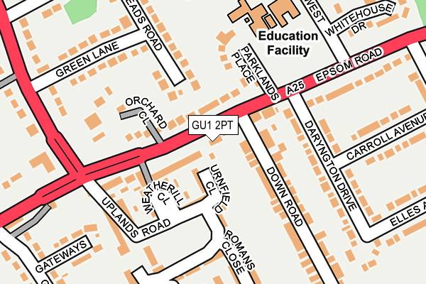 GU1 2PT map - OS OpenMap – Local (Ordnance Survey)