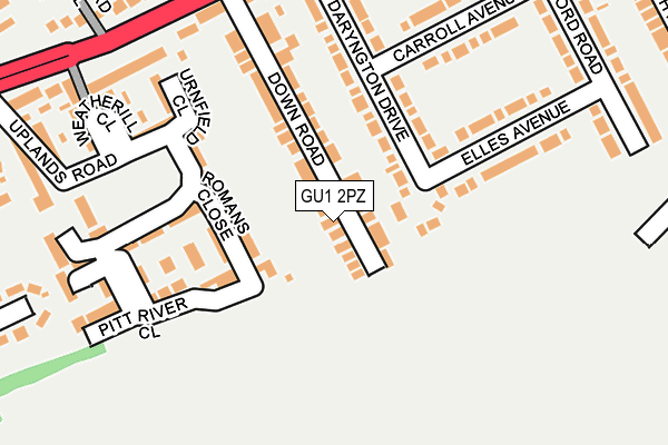 GU1 2PZ map - OS OpenMap – Local (Ordnance Survey)