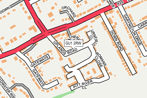 GU1 2RW map - OS OpenMap – Local (Ordnance Survey)
