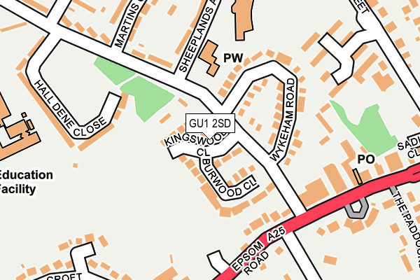 GU1 2SD map - OS OpenMap – Local (Ordnance Survey)