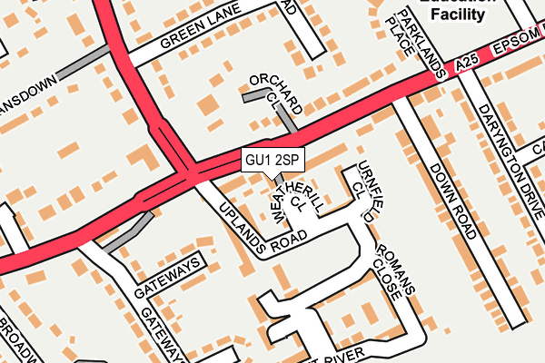GU1 2SP map - OS OpenMap – Local (Ordnance Survey)