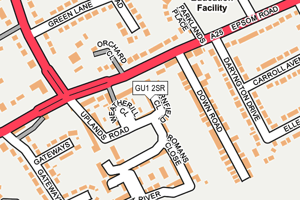 GU1 2SR map - OS OpenMap – Local (Ordnance Survey)