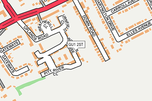 GU1 2ST map - OS OpenMap – Local (Ordnance Survey)