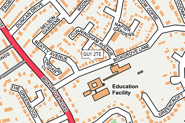 GU1 2TE map - OS OpenMap – Local (Ordnance Survey)