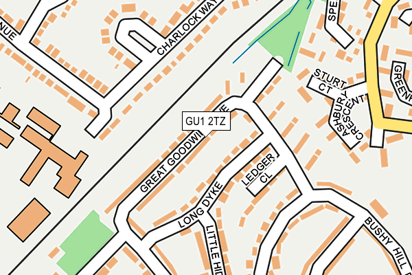 GU1 2TZ map - OS OpenMap – Local (Ordnance Survey)