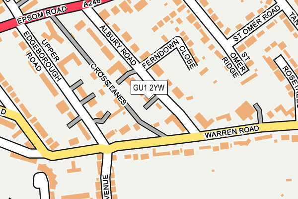 GU1 2YW map - OS OpenMap – Local (Ordnance Survey)