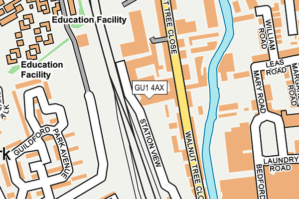 GU1 4AX map - OS OpenMap – Local (Ordnance Survey)