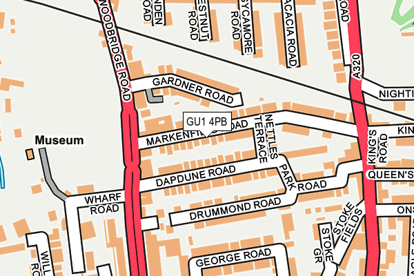 GU1 4PB map - OS OpenMap – Local (Ordnance Survey)