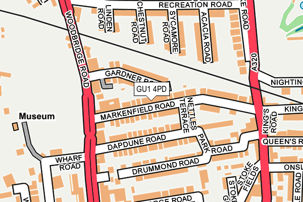 GU1 4PD map - OS OpenMap – Local (Ordnance Survey)