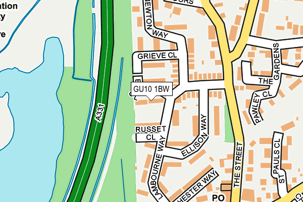 GU10 1BW map - OS OpenMap – Local (Ordnance Survey)