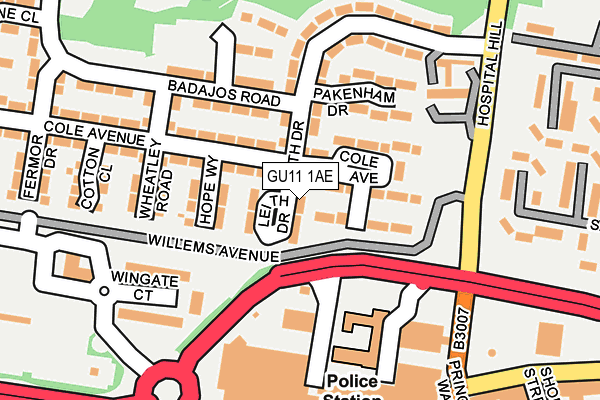 GU11 1AE map - OS OpenMap – Local (Ordnance Survey)