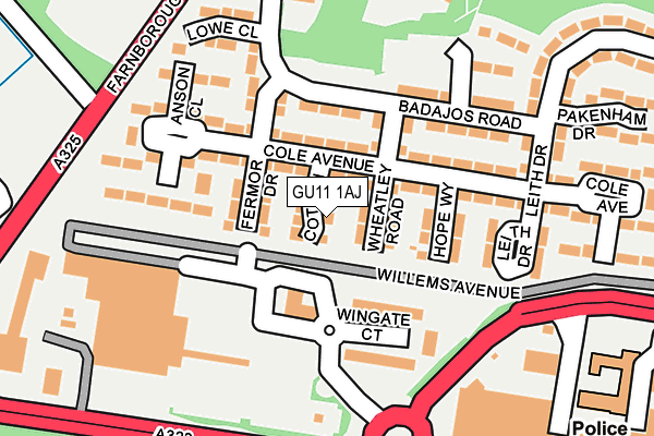 GU11 1AJ map - OS OpenMap – Local (Ordnance Survey)