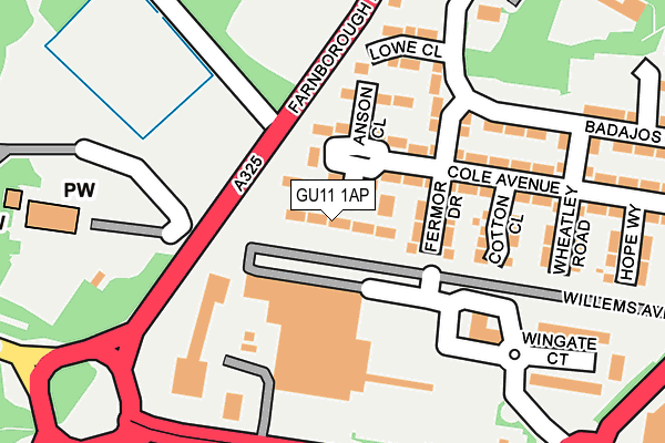 GU11 1AP map - OS OpenMap – Local (Ordnance Survey)