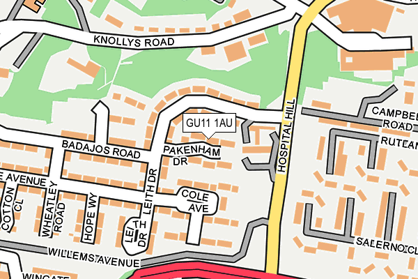 GU11 1AU map - OS OpenMap – Local (Ordnance Survey)