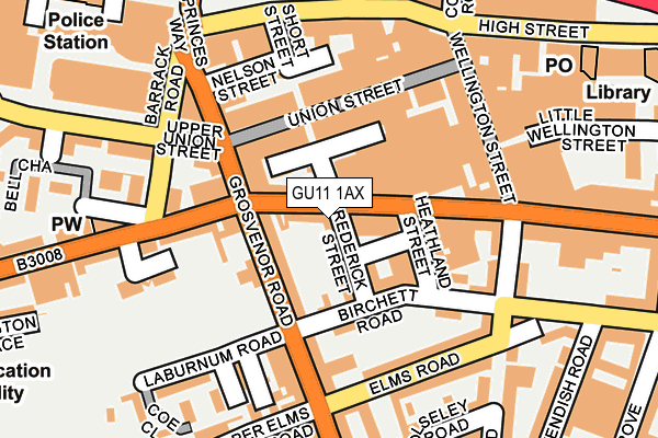 GU11 1AX map - OS OpenMap – Local (Ordnance Survey)