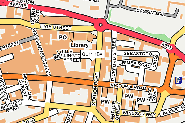 GU11 1BA map - OS OpenMap – Local (Ordnance Survey)