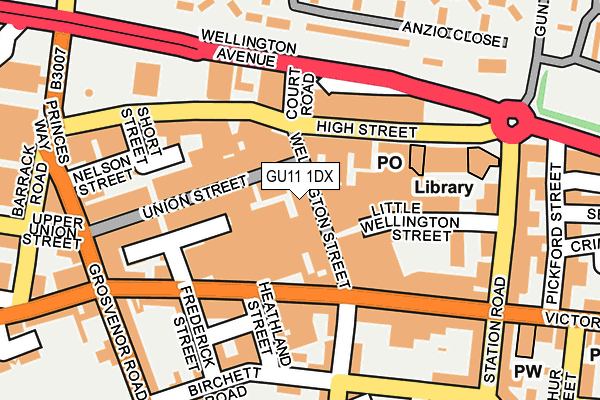 GU11 1DX map - OS OpenMap – Local (Ordnance Survey)