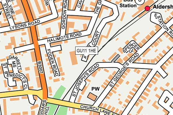 GU11 1HE map - OS OpenMap – Local (Ordnance Survey)