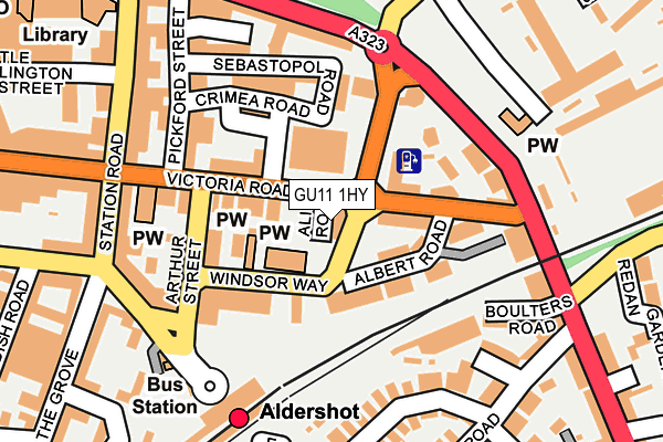 GU11 1HY map - OS OpenMap – Local (Ordnance Survey)