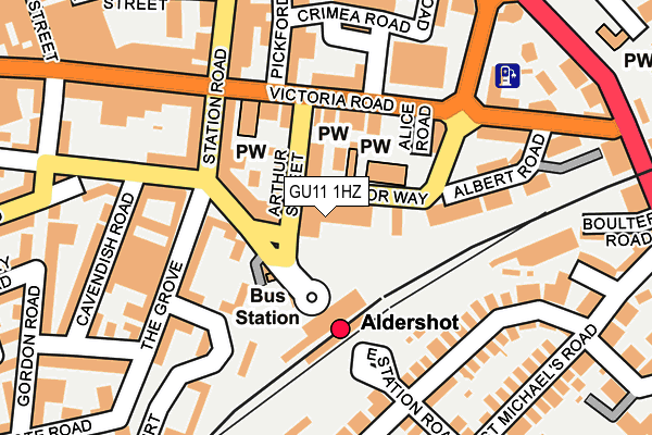 GU11 1HZ map - OS OpenMap – Local (Ordnance Survey)