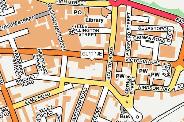 GU11 1JE map - OS OpenMap – Local (Ordnance Survey)