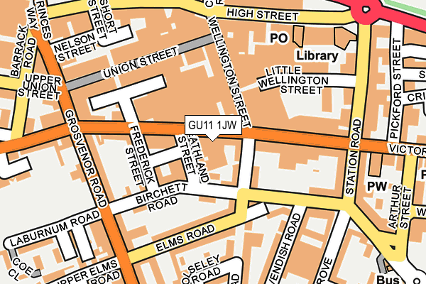 GU11 1JW map - OS OpenMap – Local (Ordnance Survey)