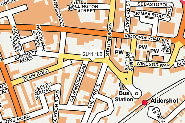 GU11 1LB map - OS OpenMap – Local (Ordnance Survey)