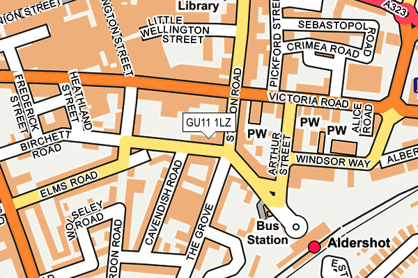 GU11 1LZ map - OS OpenMap – Local (Ordnance Survey)