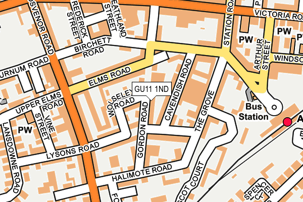 GU11 1ND map - OS OpenMap – Local (Ordnance Survey)