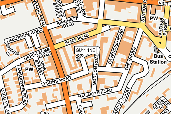 GU11 1NE map - OS OpenMap – Local (Ordnance Survey)