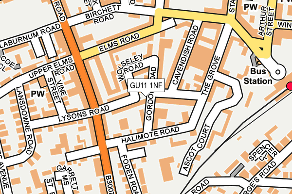 GU11 1NF map - OS OpenMap – Local (Ordnance Survey)