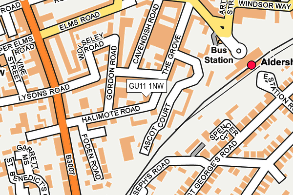 GU11 1NW map - OS OpenMap – Local (Ordnance Survey)