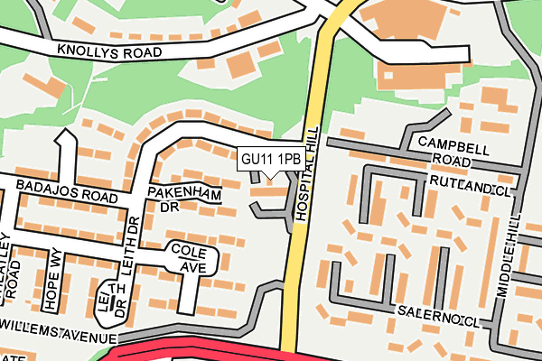 GU11 1PB map - OS OpenMap – Local (Ordnance Survey)