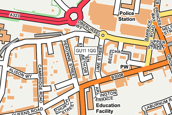GU11 1QG map - OS OpenMap – Local (Ordnance Survey)